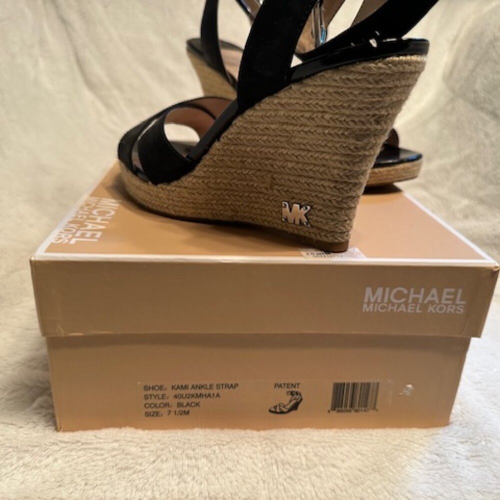 MK black wedge sandals